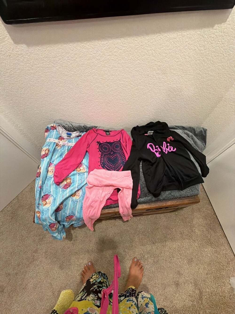 Girls 3-Piece Clothing Bundle: Disney Frozen Nightgown, Pink Owl Long-Sleeve Shi